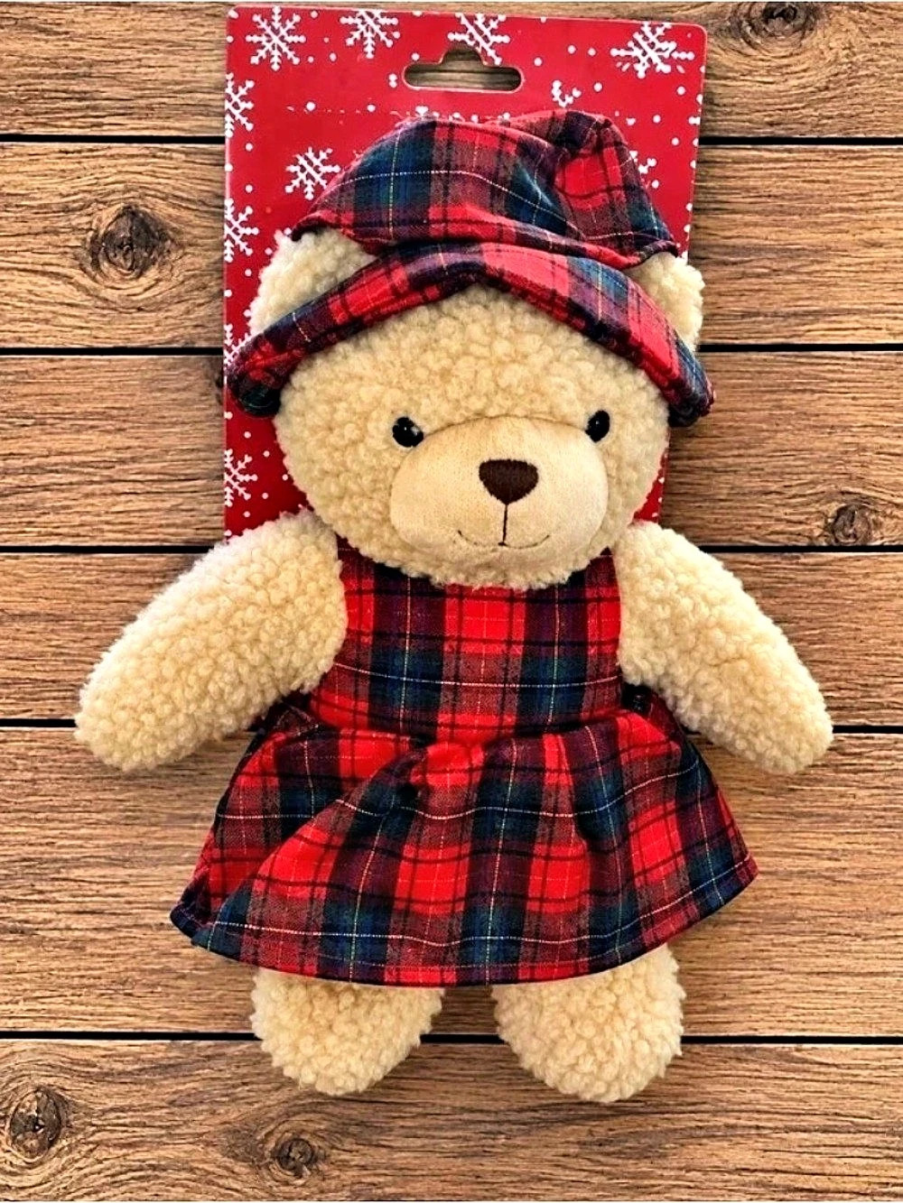 Plaid Holiday Teddy Bear Red & Brown